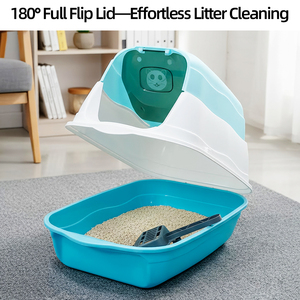 กระบะทรายแมวแบบมีฝาปิดสีฟ้า ยี่ห้อ Poland Stock รุ่น Blue Hooded Cat Litter Box 180 แบบเปิดหรือแบบปิด พร้อมที่ตักทรายแมว จัดส่งเร็วในยุโรป - Product Image 4
