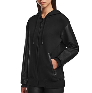 Sweat à capuche pull pour hommes d'automne avec fonction anti-rétrécissement manches en cuir PU personnalisables conception pratique respirante avec poches - Product Image 3