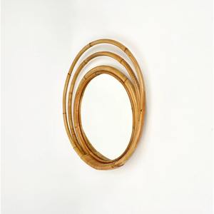 Modern Stylish <b>Triple</b> Ring Rattan <b>Mirror</b> Natural Boho Framed round Wall Decor for Living Room Bedroom or Bathroom - Product Image 3