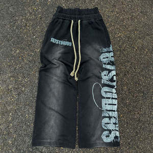 Pantalones Deportivos Personalizados de Invierno, Gruesos, 100% Algodón, Estilo Urbano, Impresión DTG, Pantalones Deportivos Holgados de Pierna Ancha, Estilo Vintage Desteñido al Sol para Hombre - Product Image 4