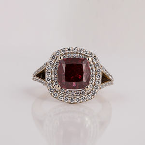 Bague de fiançailles personnalisée rose coussin taillée en laboratoire diamant double halo en or massif 18KT dernière conception à la mode bague de fiançailles bling pour - Product Image 2