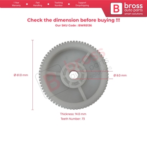Engranaje de Rodillo para Motor de Elevalunas BWR5136 para Camiones CF65 CF75 CF85 XF95 XF105 2001-2013 1779727 1779728 - Product Image 5