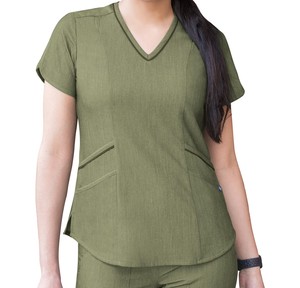 Women'<b>s</b> V-Neck Scrub Top Short Sleeve Beauty Salon Spa Nurse Uniform Solid Colors Workwear with Pockets Beautiful Design <b>Blouse</b> - Product Image 1