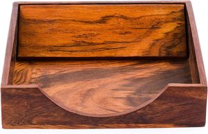 Porte-serviettes en papier en bois pour serviettes et mouchoirs-Design élégant | Fait à la main | (7x7 po) - Product Image 2