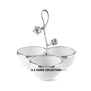 Metal Shiny Polished Hammered Point Round Shape <b>Gift</b> <b>Use</b> Decorative Nuts Bowl with Horn Handle - Product Image 2