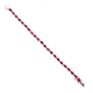 Pulsera de Tenis de Plata de Ley con Rubíes |   Piedra Preciosa Roja Natural de 58 Quilates |   Brazalete de Lujo Chapado |   Regalo de Joyería Unisex - Product Image 2