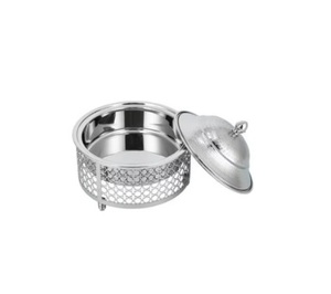 Couvercle en métal poli argenté servant une casserole de buffet Culture du Moyen-Orient Style arabe Casserole de corps en bois Hotpot - Product Image 1