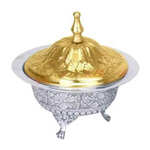 ถ้วยครีเมอร์ทำจากโลหะสำหรับเดทเดือนรอมฎอนออกแบบลายสลักทองสำหรับโต๊ะในโรงแรมงานแต่งงานบนโต๊ะผลไม้แห้งถ้วยเสิร์ฟวันที่ - Product Image 1