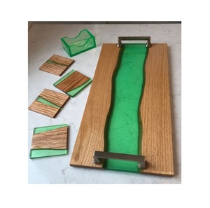 Plateau en bois en résine époxy design pour un service élégant du thé, du café, des collations, des aliments, du vin et la décoration de la maison en stock - Product Image 1