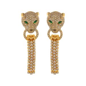 Designer Panther <b>Earrings</b> 14kt Gold With Real Diamonds VS-SI Wholesale Bulk Diamond <b>Earrings</b> Manufacturer Fashion Jewellery - Product Image 2