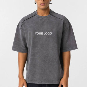 T-shirt pour homme en coton 100% poids lourd 400 GSM, surdimensionné, épaules tombantes, anti-froissement, respirant, streetwear - Product Image 4