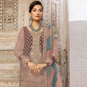 Bordado Fox Georgette Shalwar Kameez Zarkan Stitch Trabajo Última tendencia Tabby Organza Seda Dupatta Ropa India pakistaní - Product Image 1
