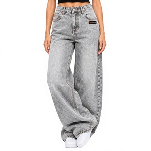Jeans décontractés pour femmes en gros, pantalons en denim personnalisés, coupe haute, coupe slim, jambe droite, jambe large, Mom, Boyfriend, extensibles - Product Image 1