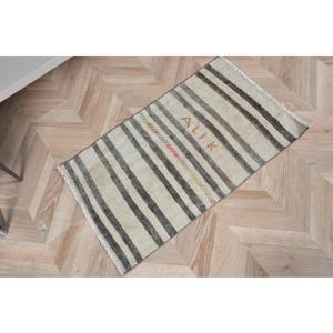 1.7x2.8 ft Rug, Turkish Vintage Rug, <b>Brown</b> White Ombr <b>Wool</b> Rug - Product Image 4