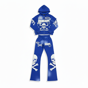 Chándal Deportivo Personalizado con Logotipo OEM de Dos Piezas para Hombre, Estampado en Toda la Superficie, 400 g/m², 100 % Algodón de Felpa, Cómodo y Transpirable - Product Image 2