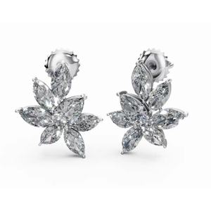 Pendientes de Diamantes Cultivados en Laboratorio, Corte Marquesa y Pera, Oro de 9 Quilates, Joyería de Diseño, Proveedor Mayorista de Exportación OEM - Product Image 4