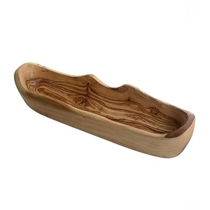 Bols à fruits personnalisés en bois d'olivier Assiette en bois rustique Assiette à fruits Bol en forme de bateau Paniers à pain Idée cadeau Bol en bois - Product Image 5