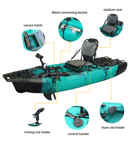 VK45 Kayak modulaire pour une personne de 8,3 pieds, système de pédale à deux pieds, matériau HDPE de coque de haute qualité de petite taille - Product Image 3