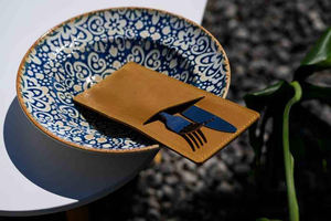 Soporte de cubertería sencillo portátil ligero de cuero genuino duradero para restaurante comedor elegante organizador de utensilios para mesa - Product Image 6