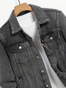 Wholesale <b>Mens</b> Denim Distressed <b>Jacket</b> Stand Collar Front Logo Breathable Custom Patchwork Logo High Quality Low Price - Product Image 3