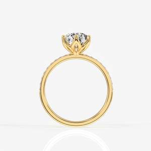 Portuguese Cut Tulip Six Prong Moissanite Diamond <b>Set</b> in <b>Sterling</b> <b>Silver</b> Elegant Pave <b>Ring</b> - Product Image 5