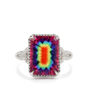 Bague en argent sterling avec quartz aurore et zircon blanc 8,09 carats - Product Image 2