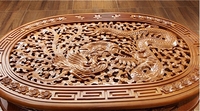 Ensemble de table et chaises de salle à manger en teck durable et écoresponsable, sculpté style antique Dragon Phénix, mobilier de cuisine et d'hôtel de style chinois