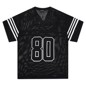 Malla serigrafiada alta calidad cuello redondo casual letra OEM hombres Oversize Boxy Jersey camisetas - Product Image 3