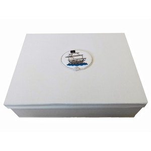 Boîte de rangement pour vêtements en lin avec broderie de voilier - Product Image 3