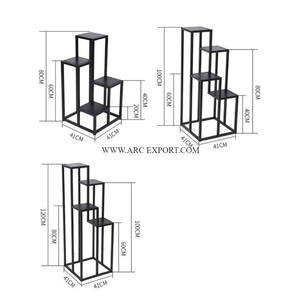 Fer en métal enduit de poudre noire intérieur et extérieur à 4 niveaux supports de harlow ensemble de 3 merveilleux supports de harlow de fleur de jardin de conception - Product Image 1