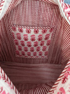 Sac fourre-tout de voyage de luxe matelassé, grand, durable, fait à la main, motif floral, imprimé en bloc, personnalisé, pour le marché, les courses - Product Image 6