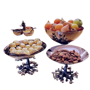 Bol poli brillant forme de fleur Design aluminium métal ustensiles de cuisine Table à manger décor céramique bol gratuit - Product Image 3