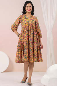 Palette de couleurs vibrantes jaune et rose mélange magnifiquement robe de niveau de style traditionnel et contemporain robe d'occasion de fête parfaite - Product Image 5