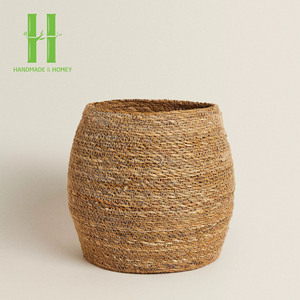 Panier de rangement en jonc de mer tissé à la main décorations de noël décoratives pour la maison cadeaux panier Laundari jiahao boîtes de rangement et bacs OEM - Product Image 3