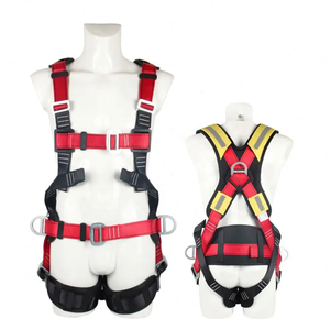 Harnais de sécurité complet rouge-noir-jaune avec sangles réfléchissantes réglables, ceinture de sécurité pour usage industriel - Product Image 1