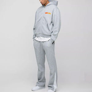 OEM/ODM Wholesale Custom Made Streetwear Oversized <b>Zip</b> up Hoodie & <b>Joggers</b> Men Tracksuit 100% Cotton Fleece Sportswear Tracksuit - Product Image 1