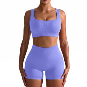 Logo personnalisé Streetwear femmes Shorts été solide ensembles sans manches haut court tricoté deux pièces ensemble Sexy Club Floral - Product Image 4