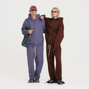 Ensemble de survêtement décontracté unisexe pour homme, pantalon de survêtement et sweat-shirt en polaire, à séchage rapide, respirant, coupe classique - Product Image 2