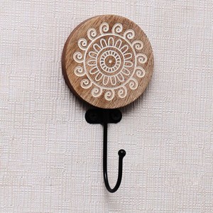 ชั้นเก็บของไม้แกะสลักทรงกลมติดผนังไม้สำหรับถือกระถางดอกไม้ศิลปะผนังที่สวยงาม-ซื้อเลย! - Product Image 3