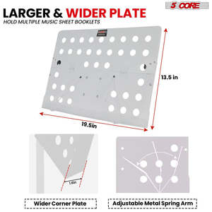 5 Core Music <b>Stand</b> Adjustable <b>Desktop</b> Book <b>Stands</b> Portable Sheet Holder All Metal Foldable Bookstand - Product Image 3