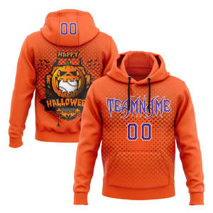 Custom <b>White</b>-Red 3D Halloween Flame Pumpkin Winter Embroidered Party Costume Sports Pullover <b>Sweatshirt</b> Hoodie - Product Image 4