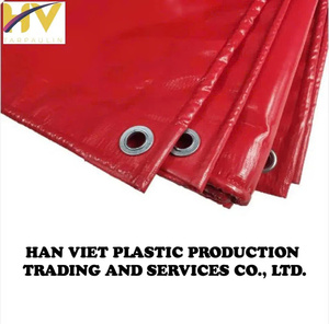 Bâche en plastique tissée imperméable de protection solaire de tissu industriel rouge de haute résistance du PE 120gsm pour les camions simples de style enduits - Product Image 4