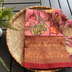 Compra nuestra colección de Sari de tela de lino importado, la última tendencia de moda, ropa exclusiva para fiestas, bodas y festivales para mujeres y niñas - Product Image 1