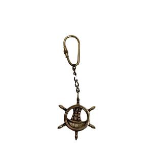 Porte-clés de roue de bateau antique Porte-clés nautique Cadeaux et artisanat Accessoires Porte-clés personnalisés en laiton Prix bon marché - Product Image 1