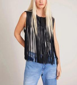 100% Genuine Leather <b>Women's</b> Vest Fully Customized Snap Button Front Closure Fringe Style Fashion <b>Waistcoat</b> Leather Fashion Vest - Product Image 6