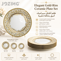 Assiettes de luxe en céramique en gros avec bord doré, vaisselle en porcelaine pour l'hôtellerie et la restauration