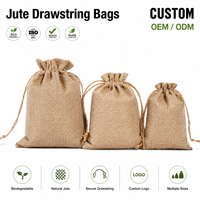 Sacs à cordon en jute à faible MOQ, en fibres naturelles respirantes, pour bijoux, café, échantillons, sacs de rangement, directement de l'usine