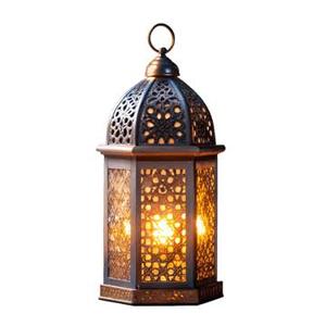 Portavelas de Latón con Acabado Dorado, Farol Colgante Decorativo para el Hogar, Construcción de Metal para Eid y Ramadán - Product Image 5