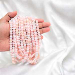 Perles rondes lisses en opale rose naturelle brin 6mm-9mm perles de pierres précieuses en vrac pour la fabrication de bijoux en vrac approvisionnement en gros de l'Inde - Product Image 2