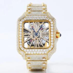 Elegante estilo Hip Hop personalizado Acero inoxidable cuadrado esqueleto Moissanite diamante hecho a mano Iced Out reloj para hombres y mujeres. - Product Image 4